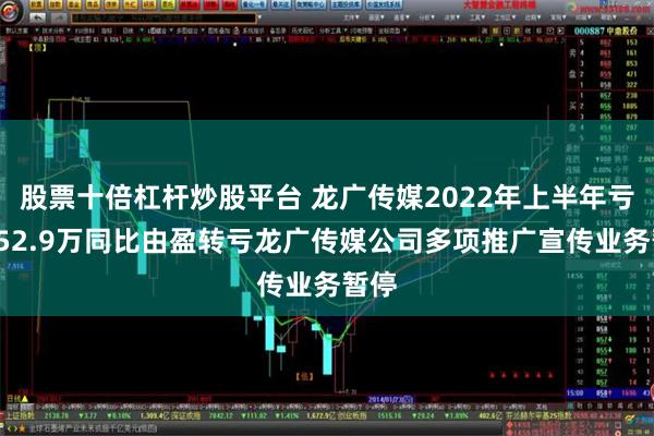 股票十倍杠杆炒股平台 龙广传媒2022年上半年亏损352.9万同比由盈转亏龙广传媒公司多项推广宣传业务暂停