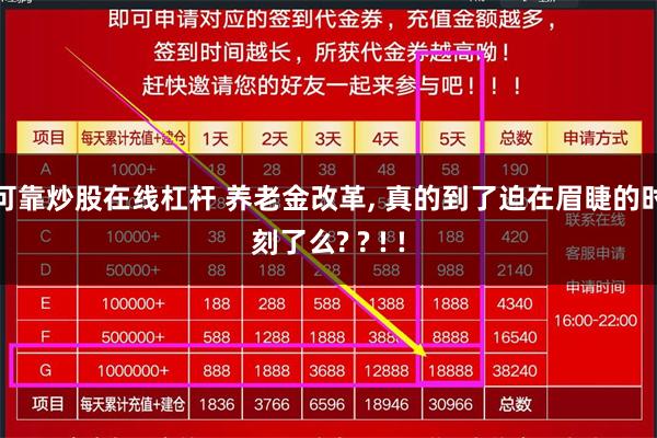 可靠炒股在线杠杆 养老金改革, 真的到了迫在眉睫的时刻了么? ? ! !