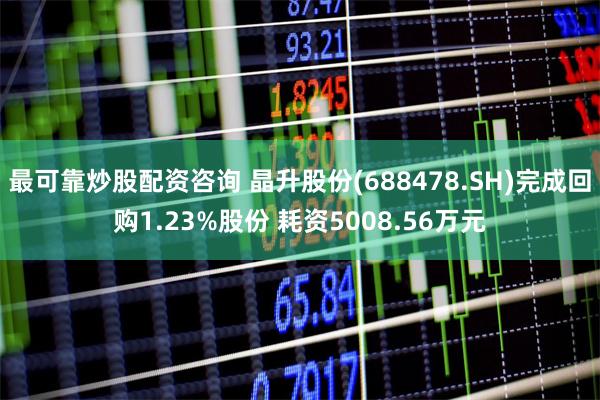 最可靠炒股配资咨询 晶升股份(688478.SH)完成回购1.23%股份 耗资5008.56万元